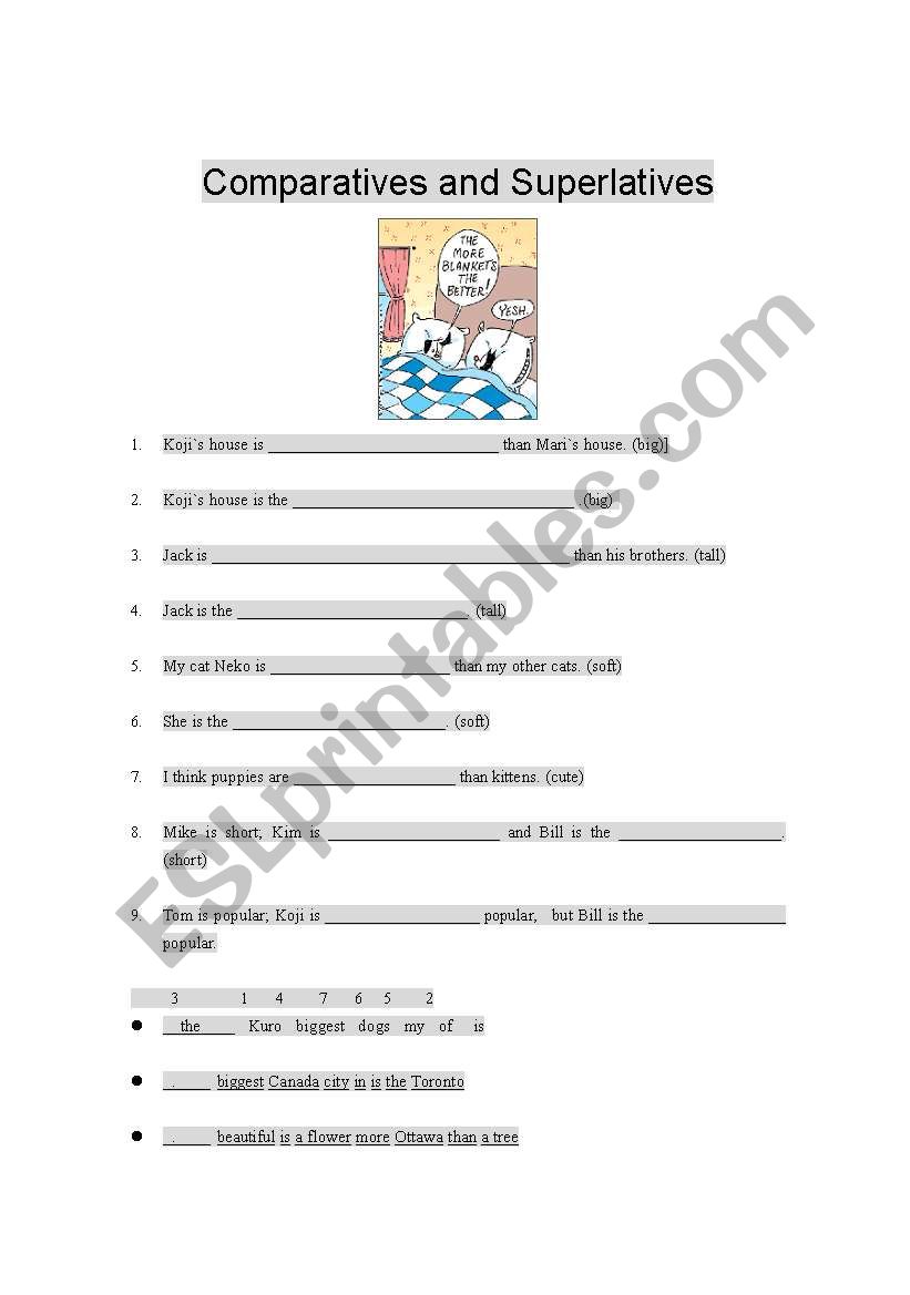 Comparatives and Superlatives worksheet