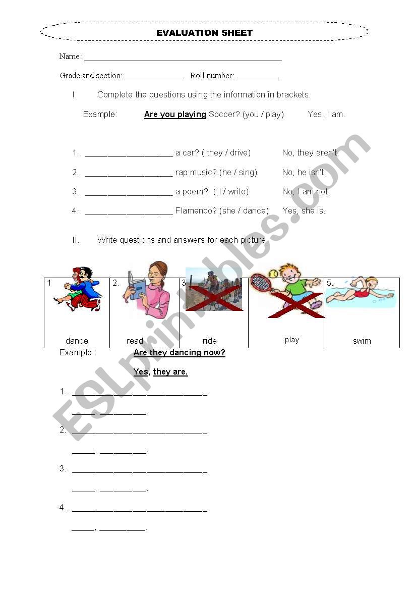 Present progresive worksheet