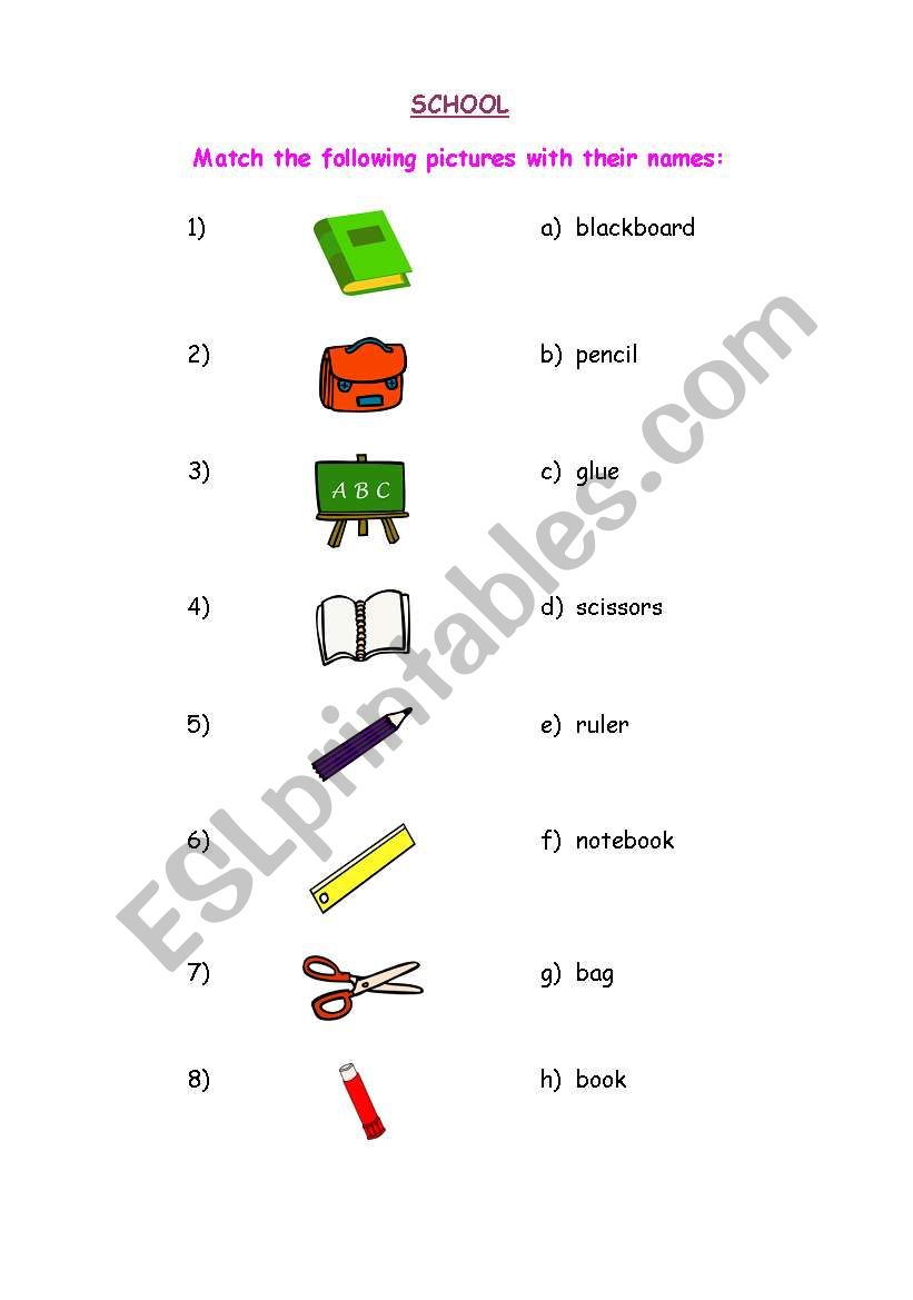 CLASSROOM VOCABULARY worksheet