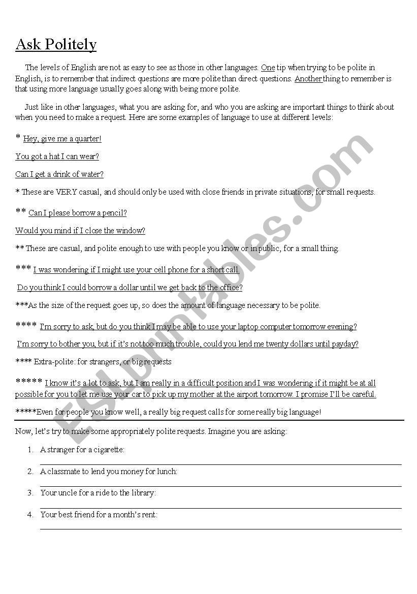 Ask Politely worksheet