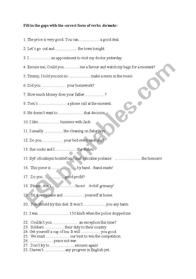 Do or Make ? worksheet
