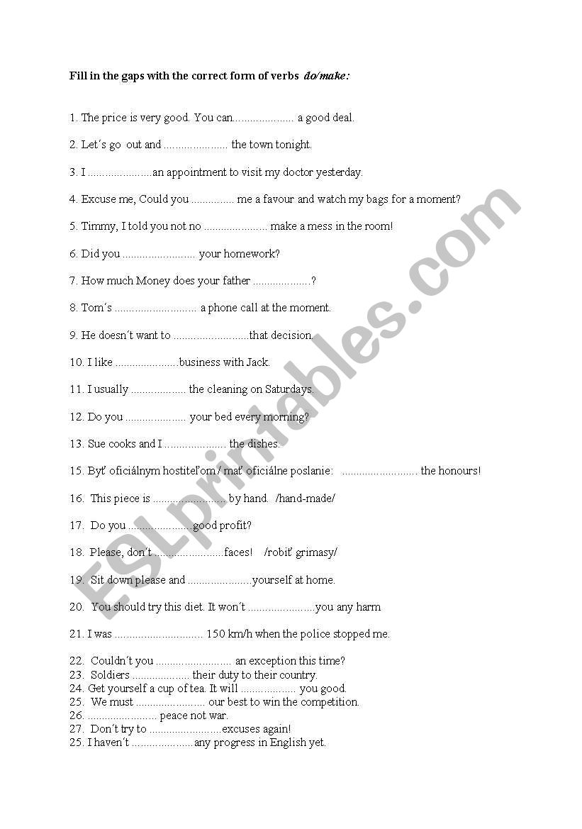 Do or Make ? worksheet