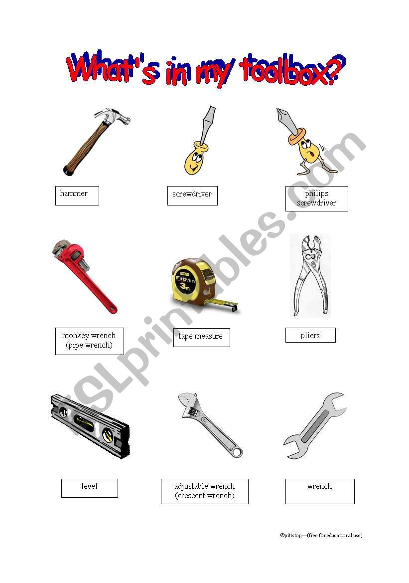 Whats in my toolbox 1 worksheet