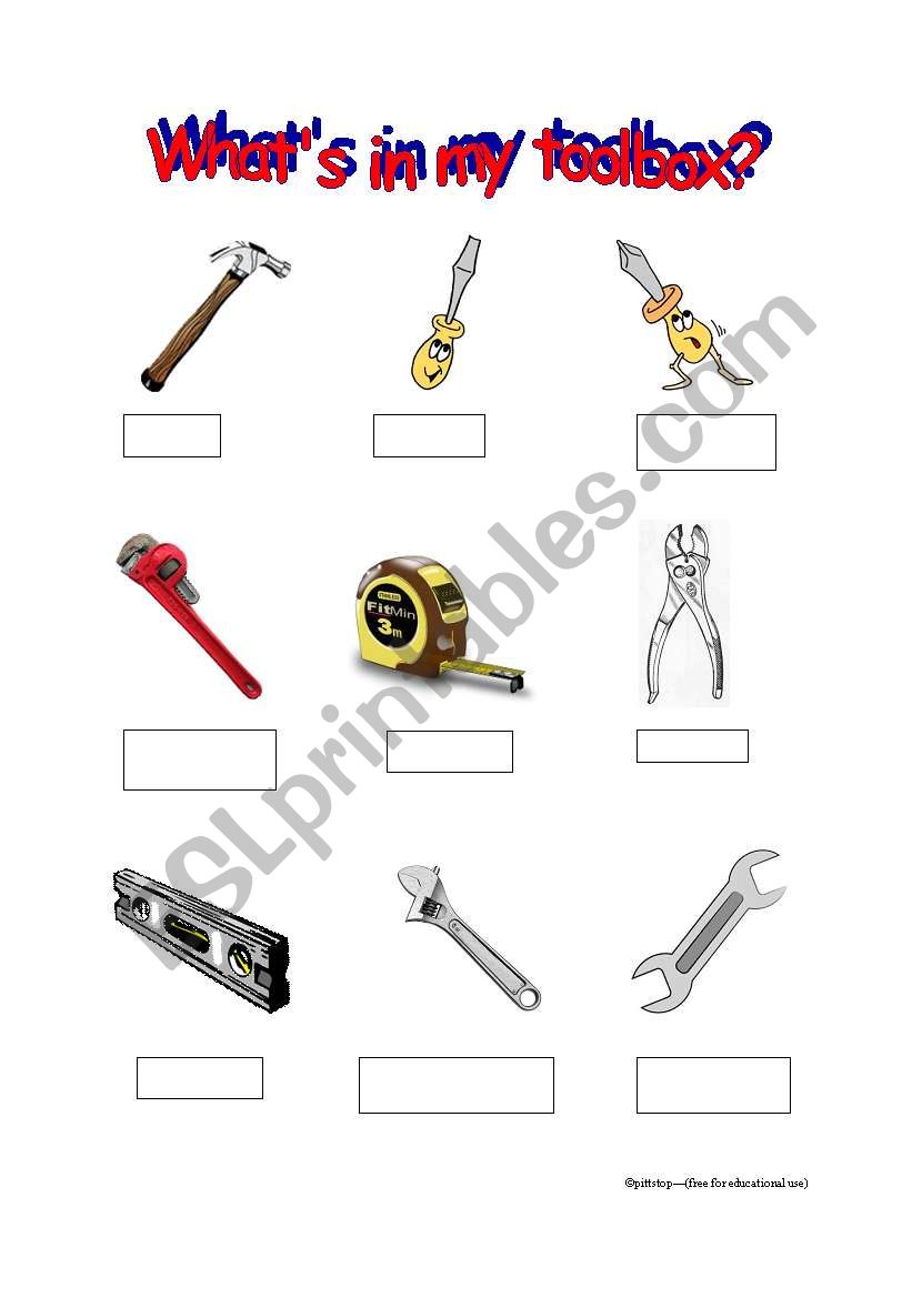 WhatÂ´s in my toolbox 1 (worksheet)