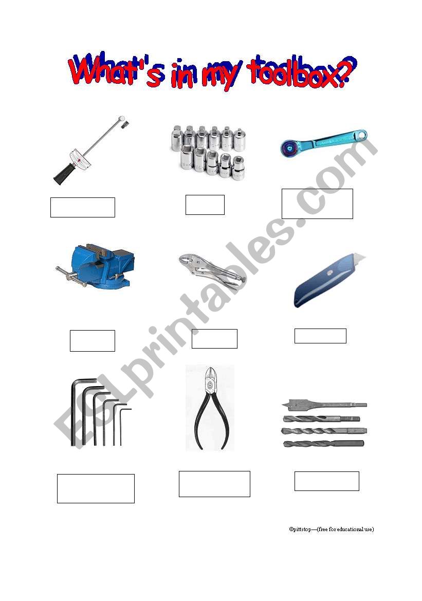 Whats in my toolbox 2 (worksheet)