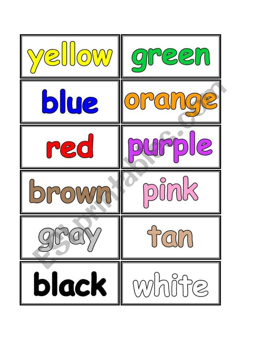 Colours worksheet