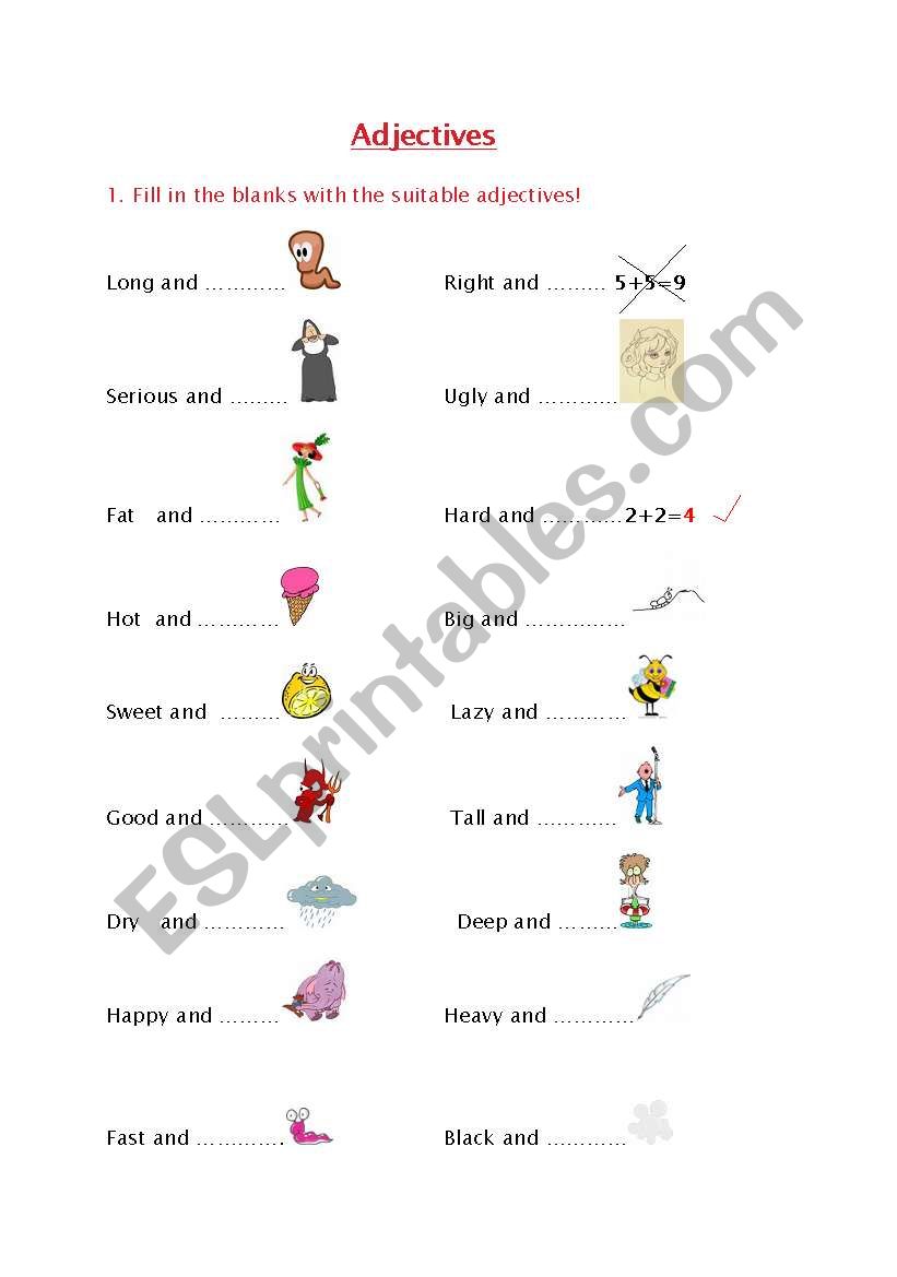 Adjectives worksheet