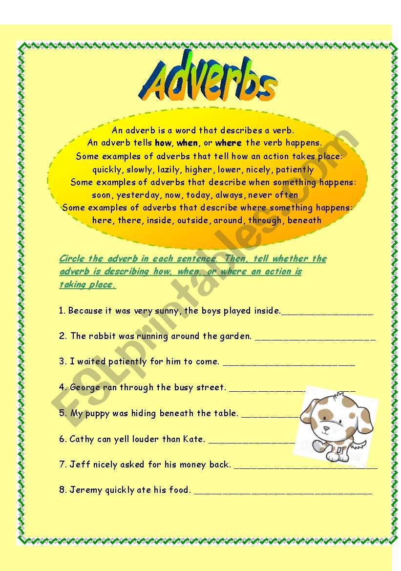 Adverbs worksheet