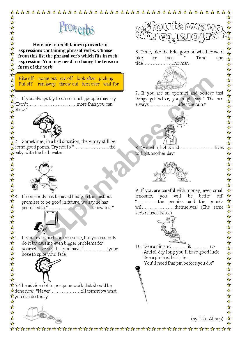 phrasal verbs:proverbs worksheet