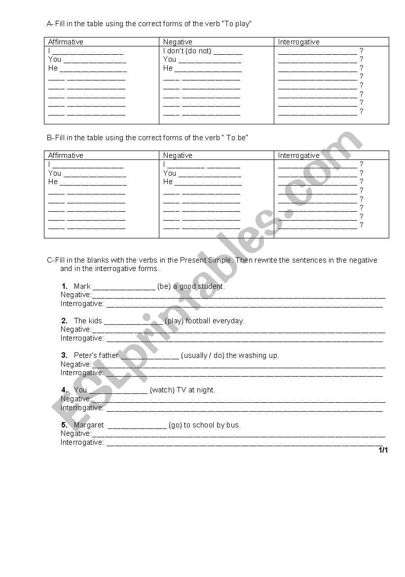 simple present worksheet