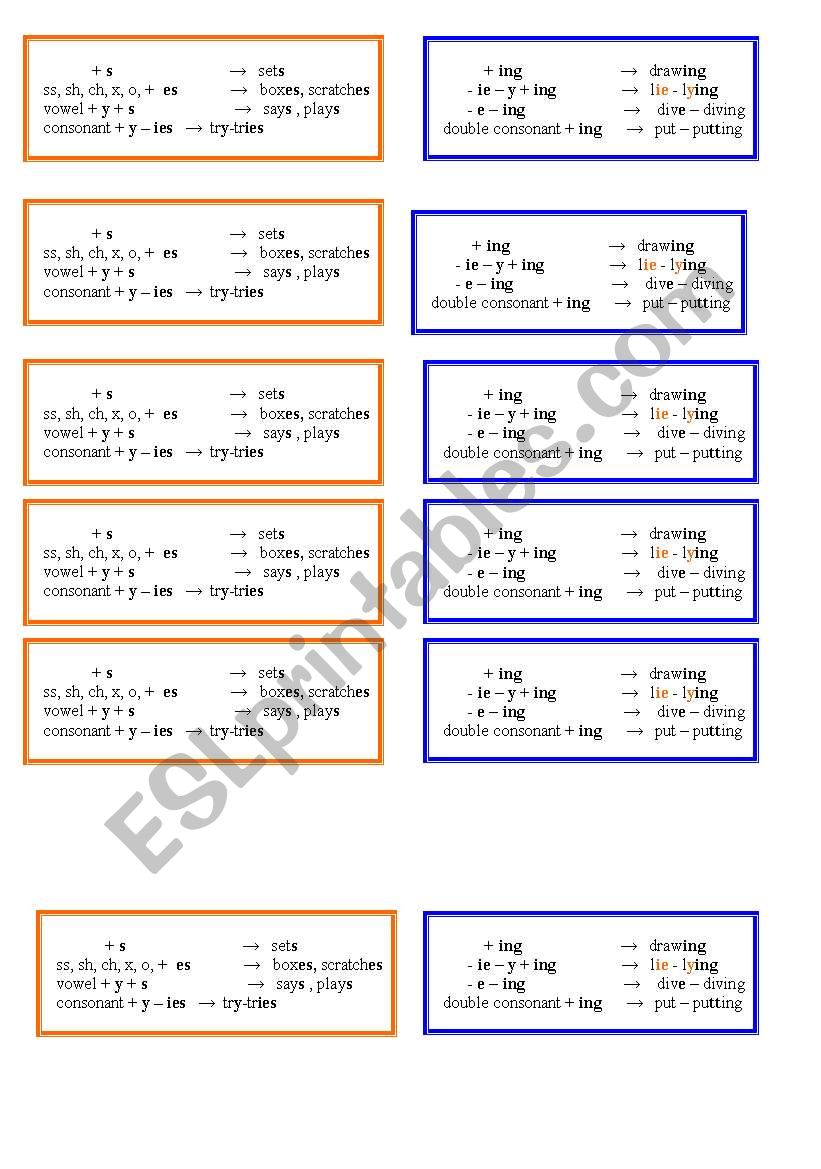 Ending -ing and -s  worksheet