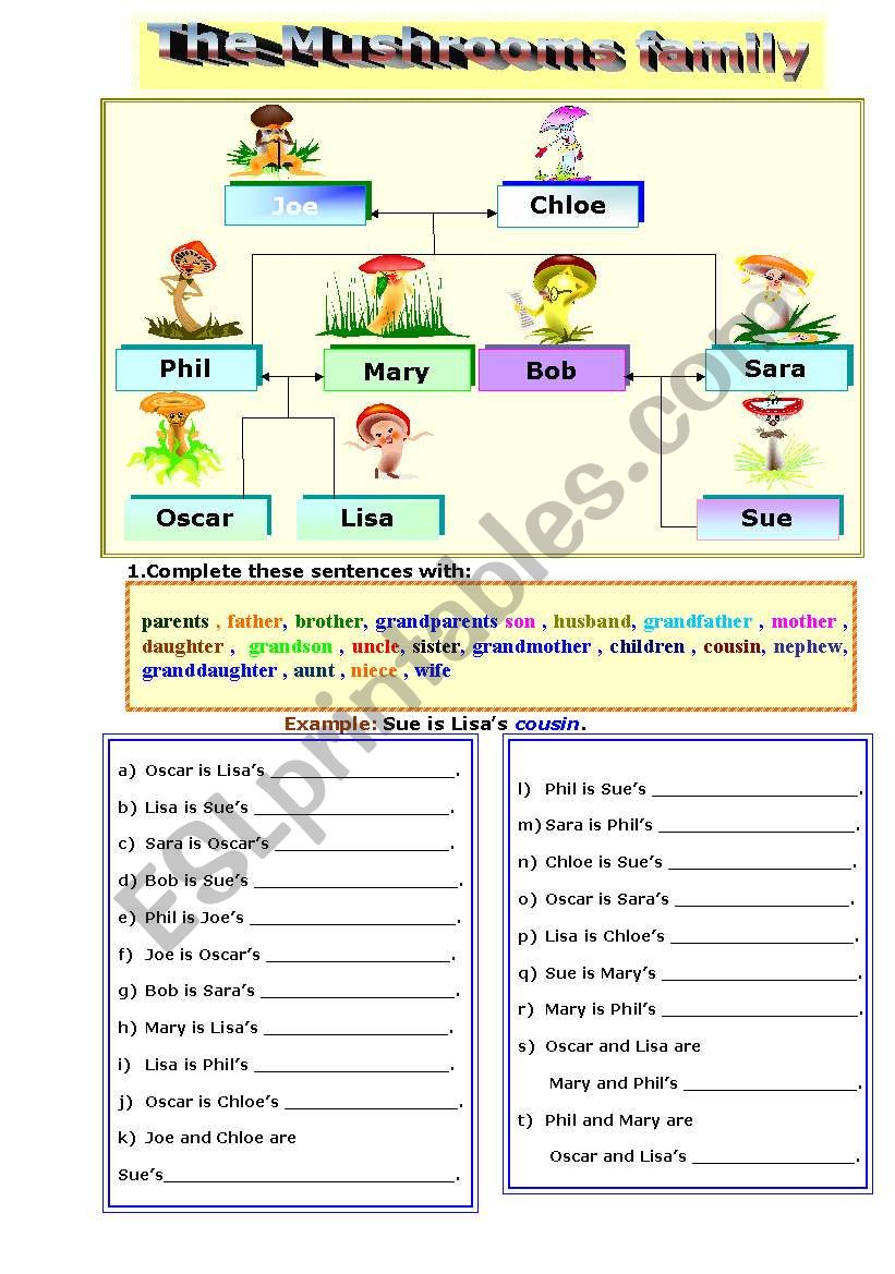 Family vocabulary worksheet