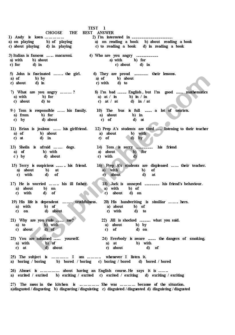 adjectives+ing/adjectivectives+ed/superlative/if clause/tenses