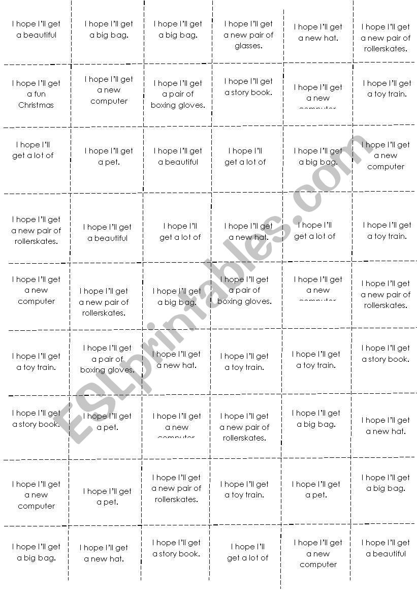 Bingo worksheet