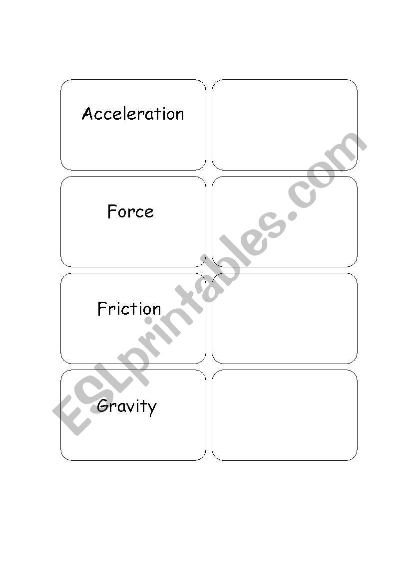Force Vocabulary Worksheet worksheet