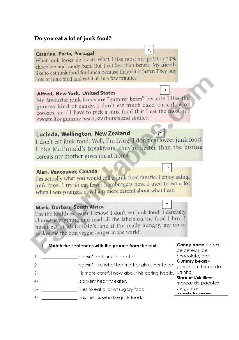 Talking about food - CEF worksheet