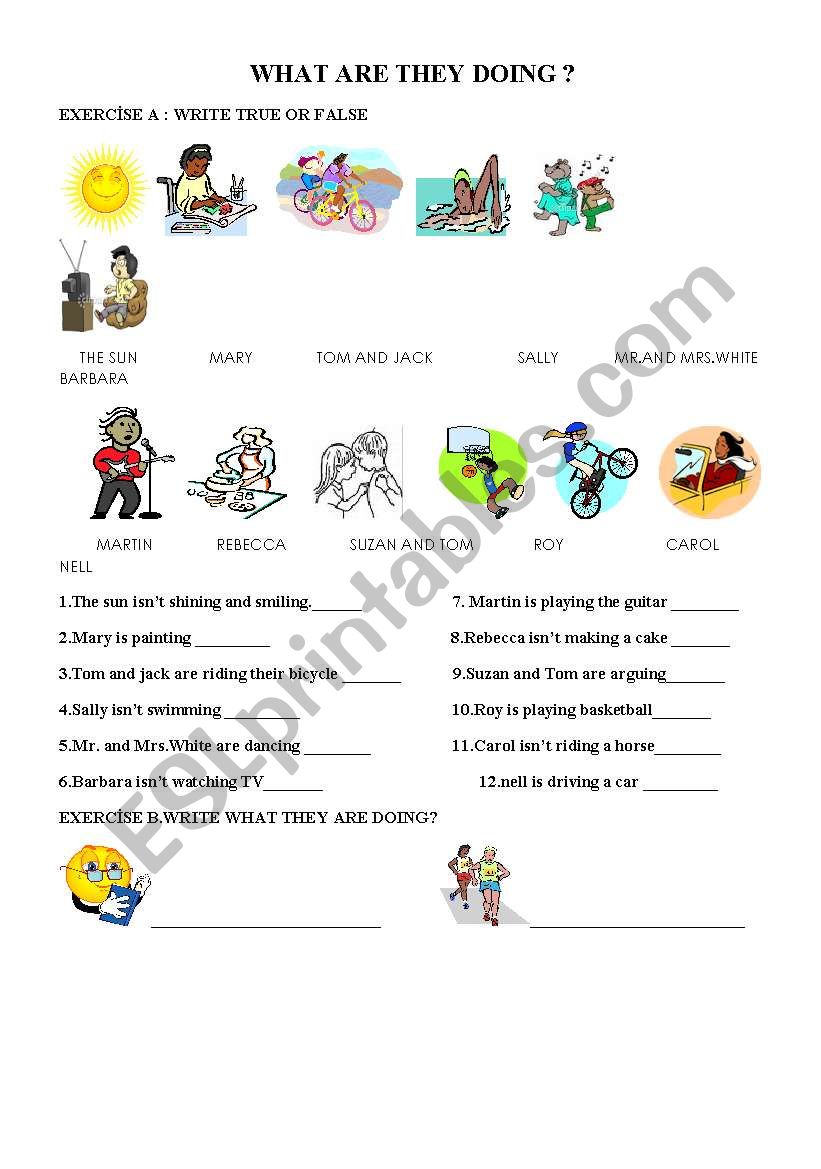 What are they doing ? worksheet