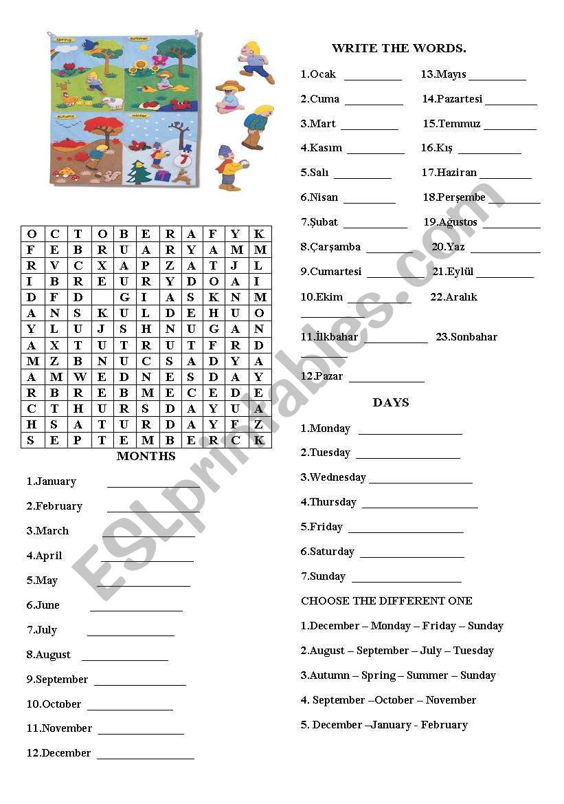 MONTHS worksheet