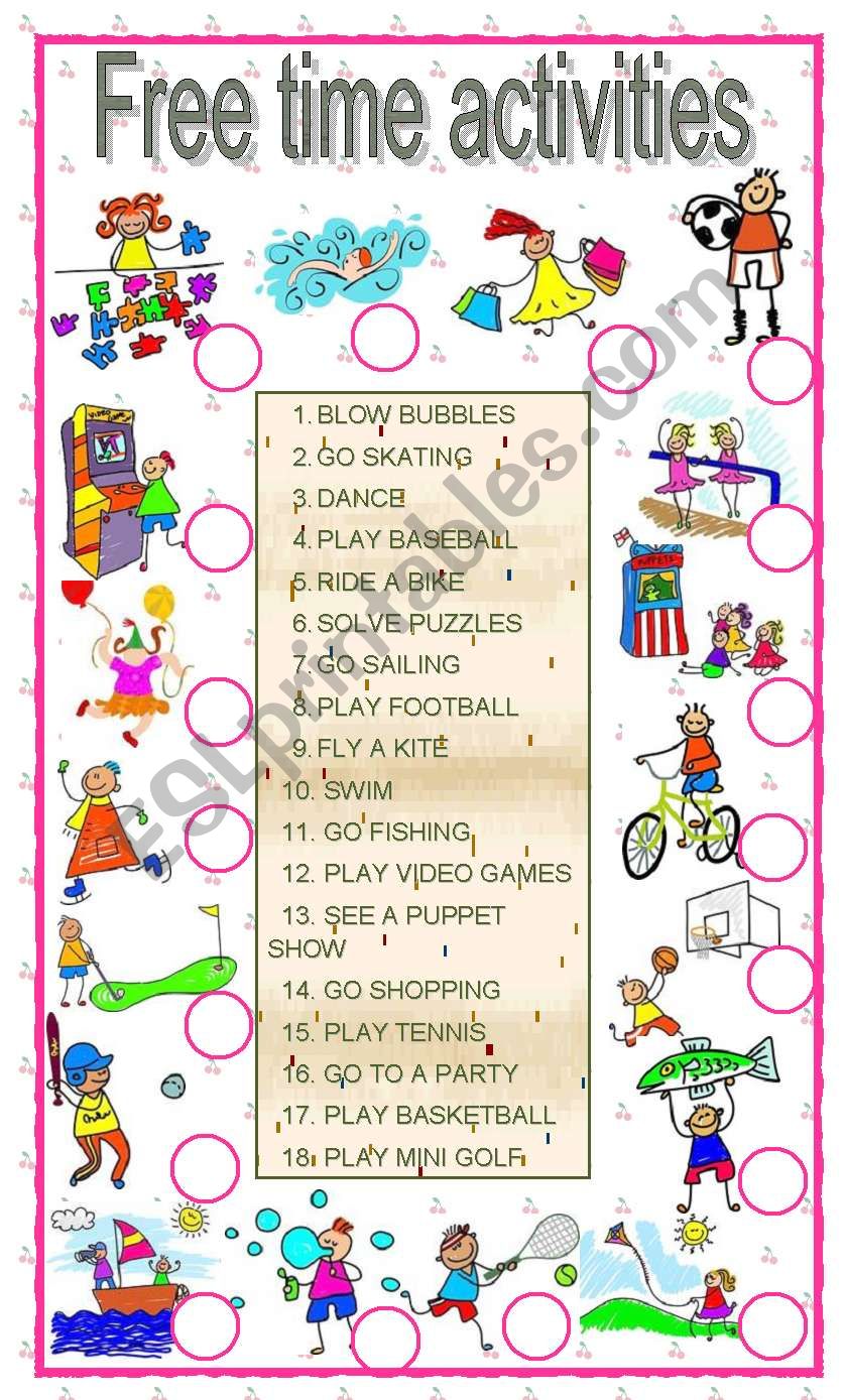 Free time activities worksheet