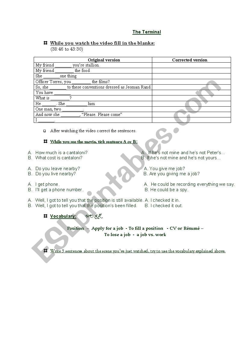 The Terminal worksheet