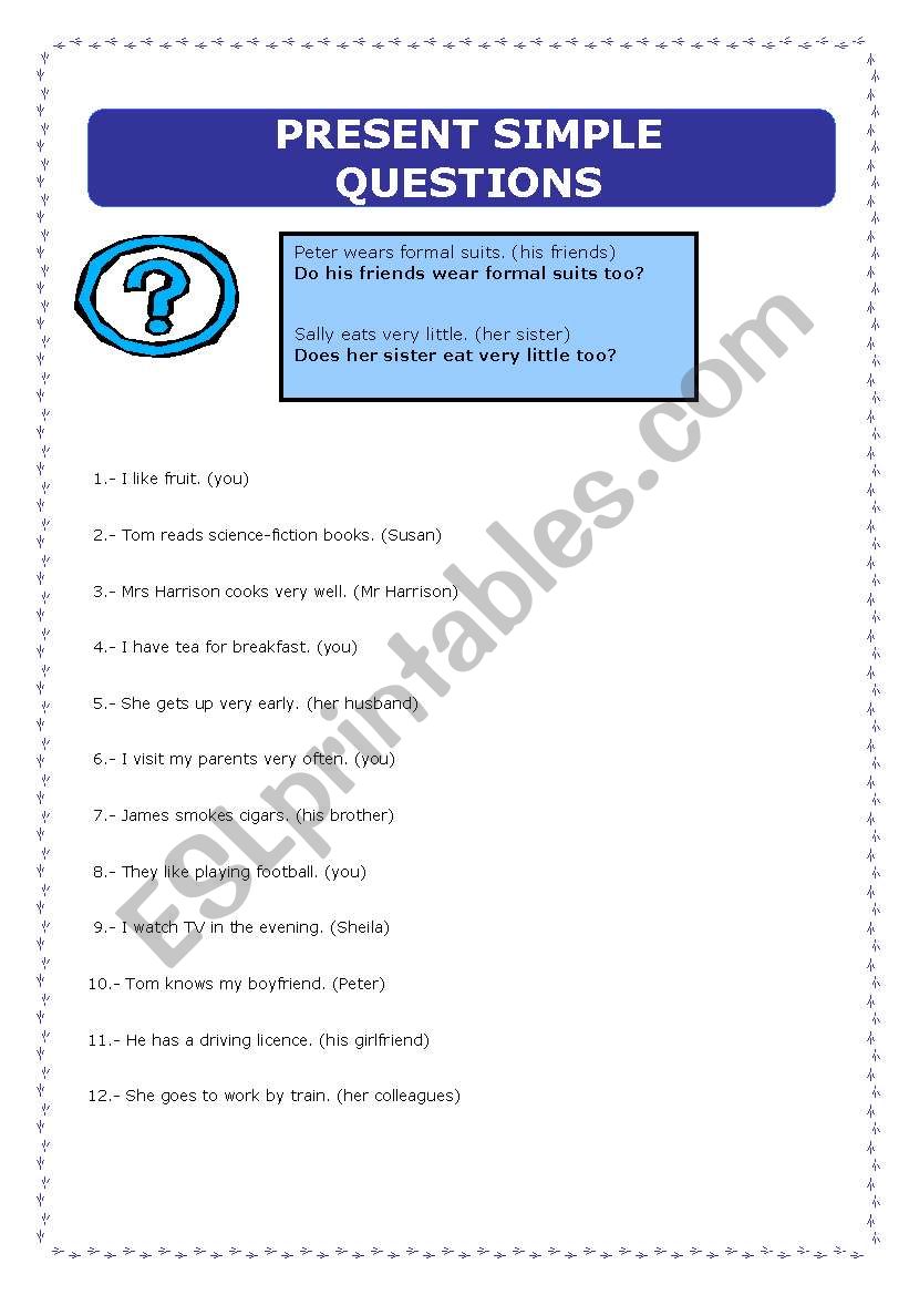 Present Simple (Questions) worksheet