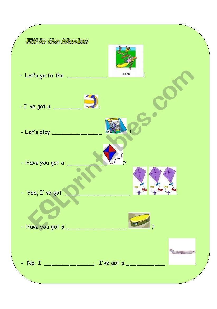 PLAYGROUND worksheet