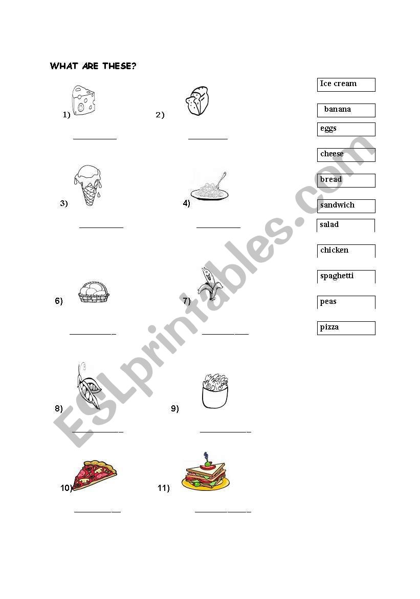 foods worksheet