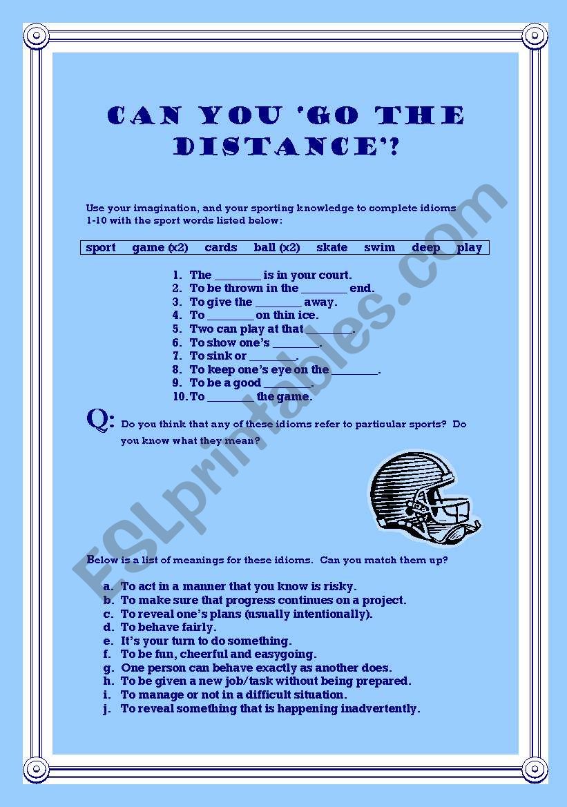 Sports Idioms (2 pages) worksheet