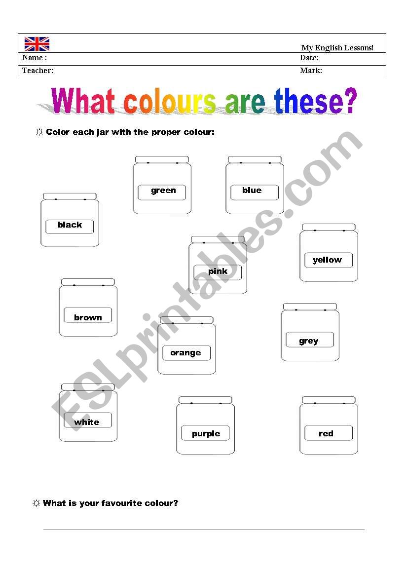  Colouring the jars! worksheet