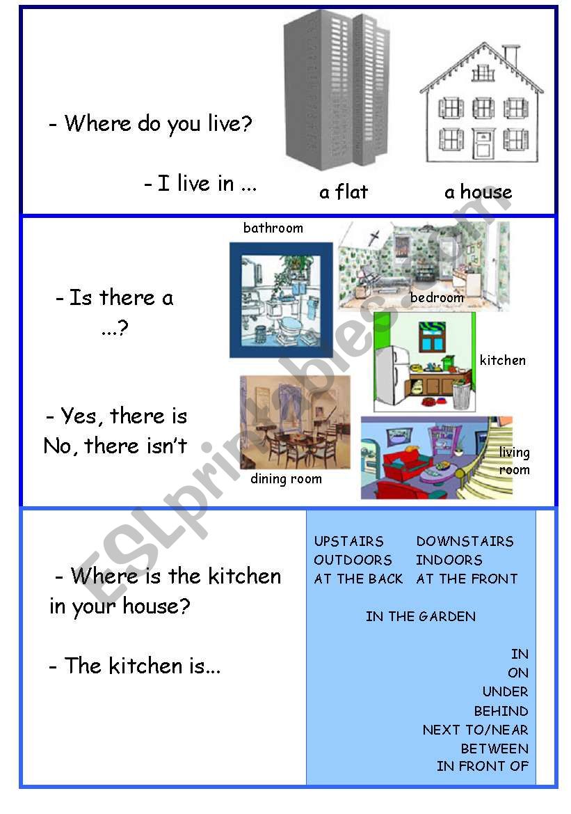 Rooms & prepositions - oral worksheet
