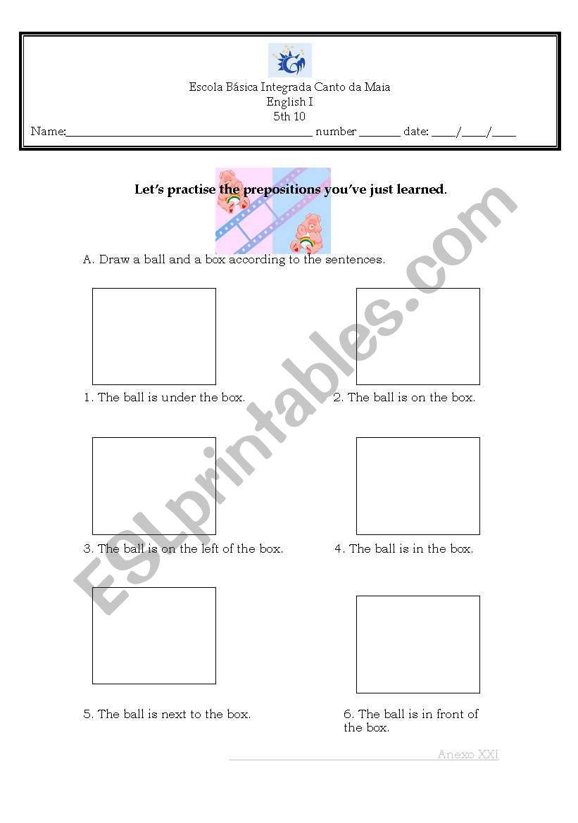 Prepositions of place worksheet