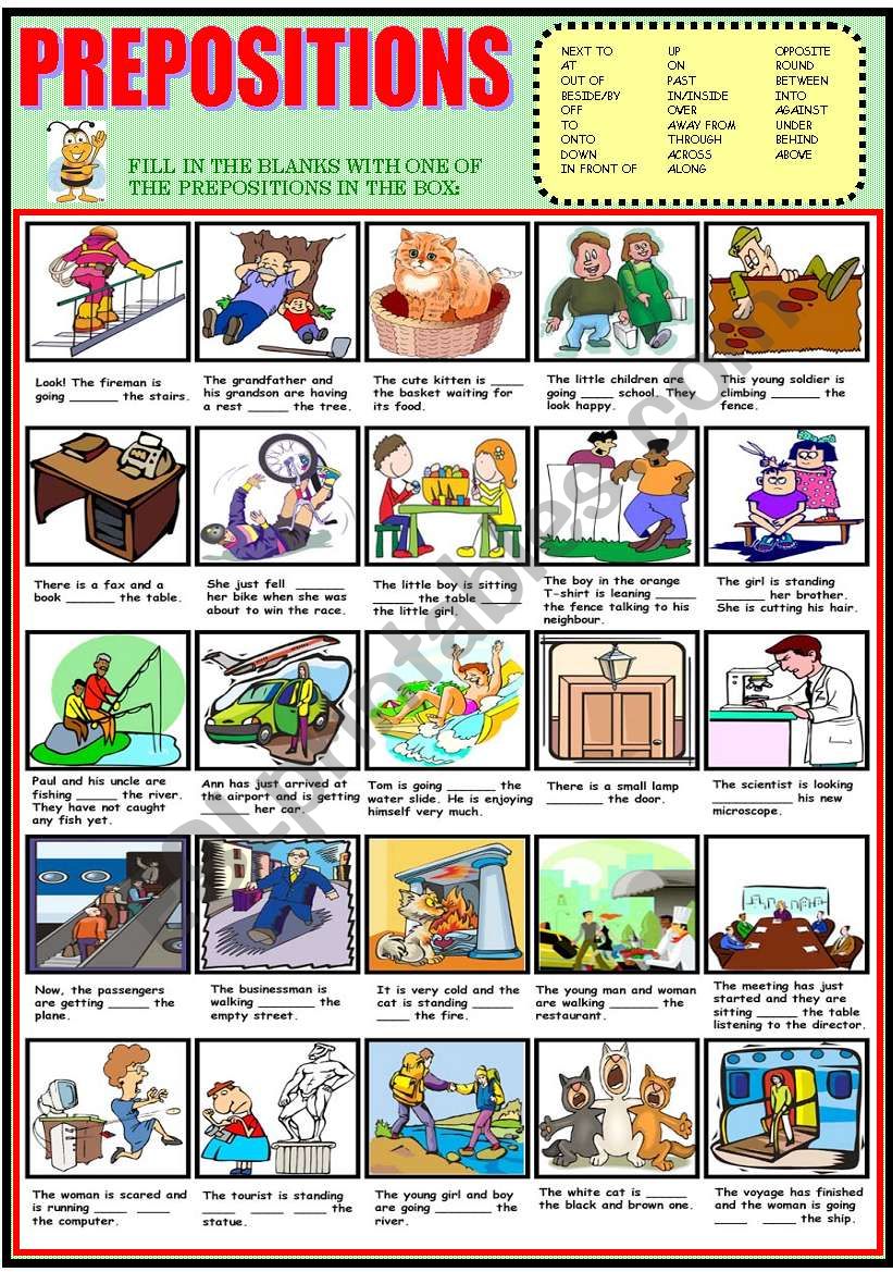 PREPOSITIONS REVIEW worksheet