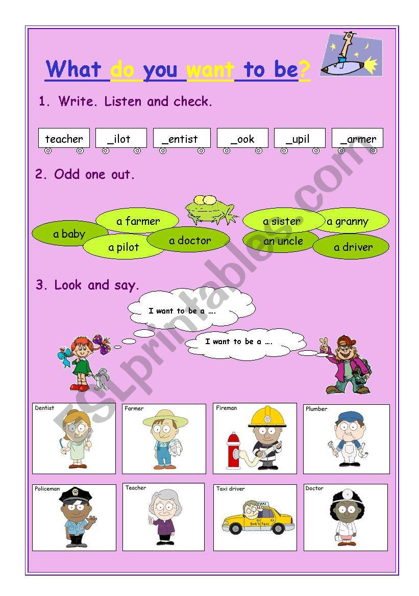 What do you want to be? worksheet