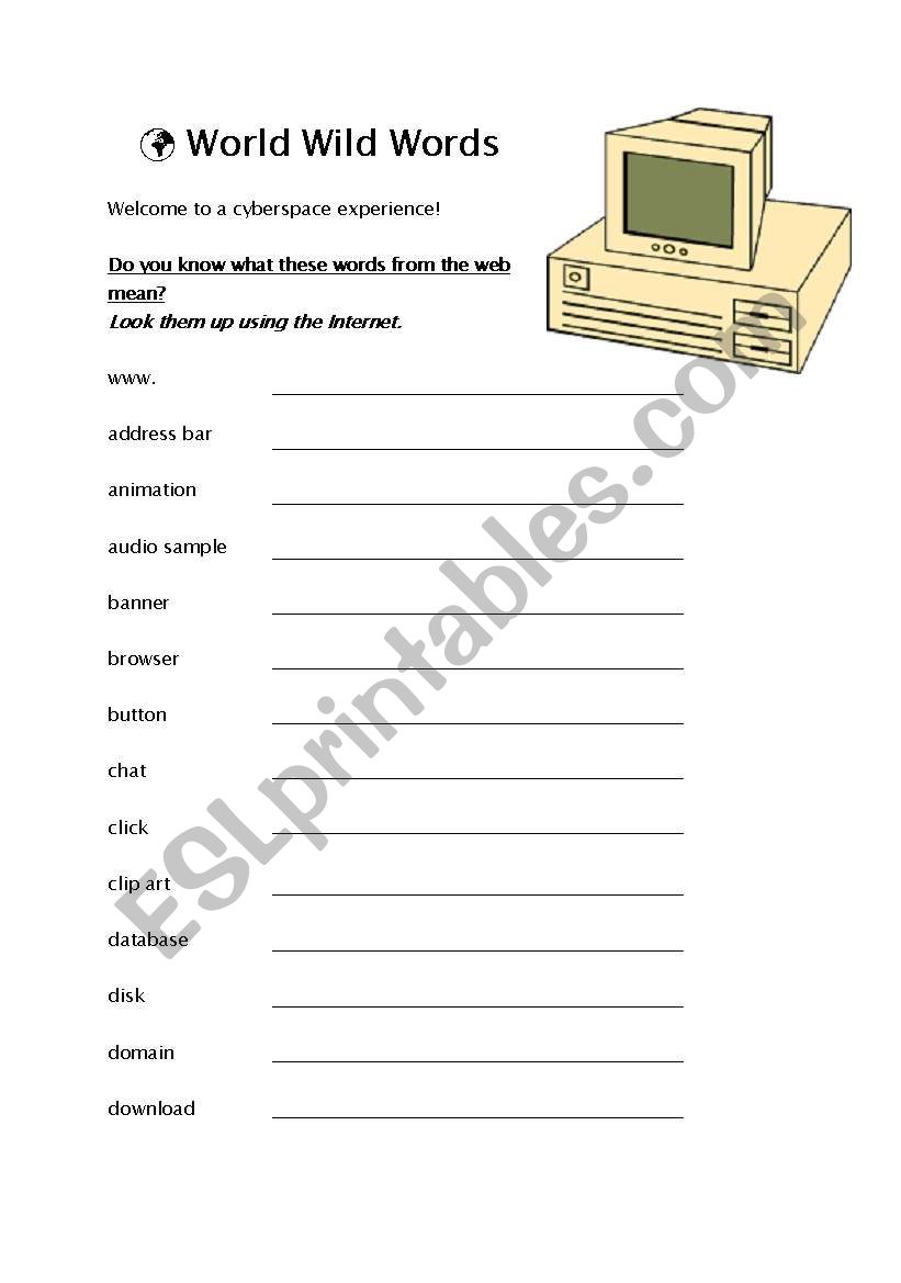 World Wide Words worksheet