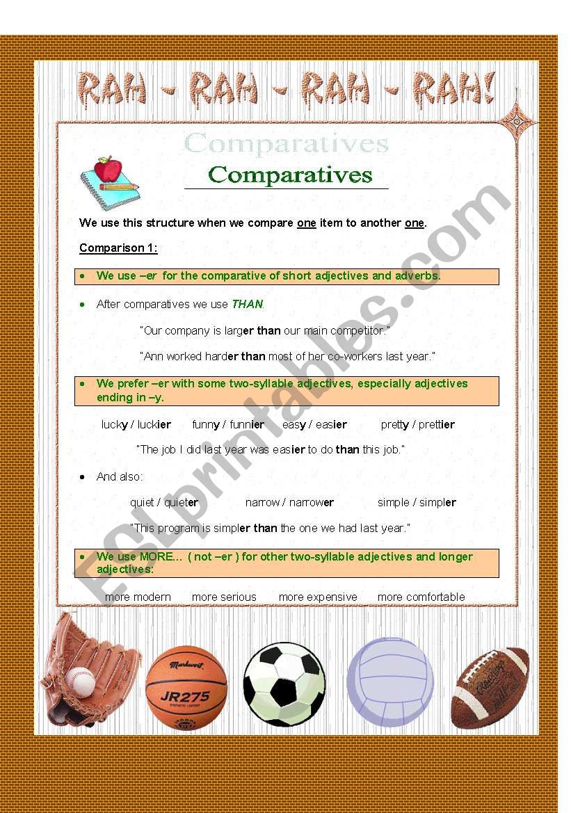 Comparatives revisited worksheet