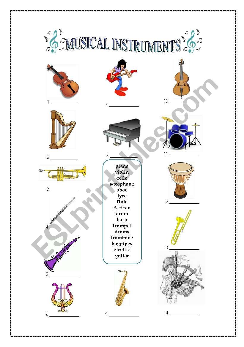 Musical Instruments worksheet