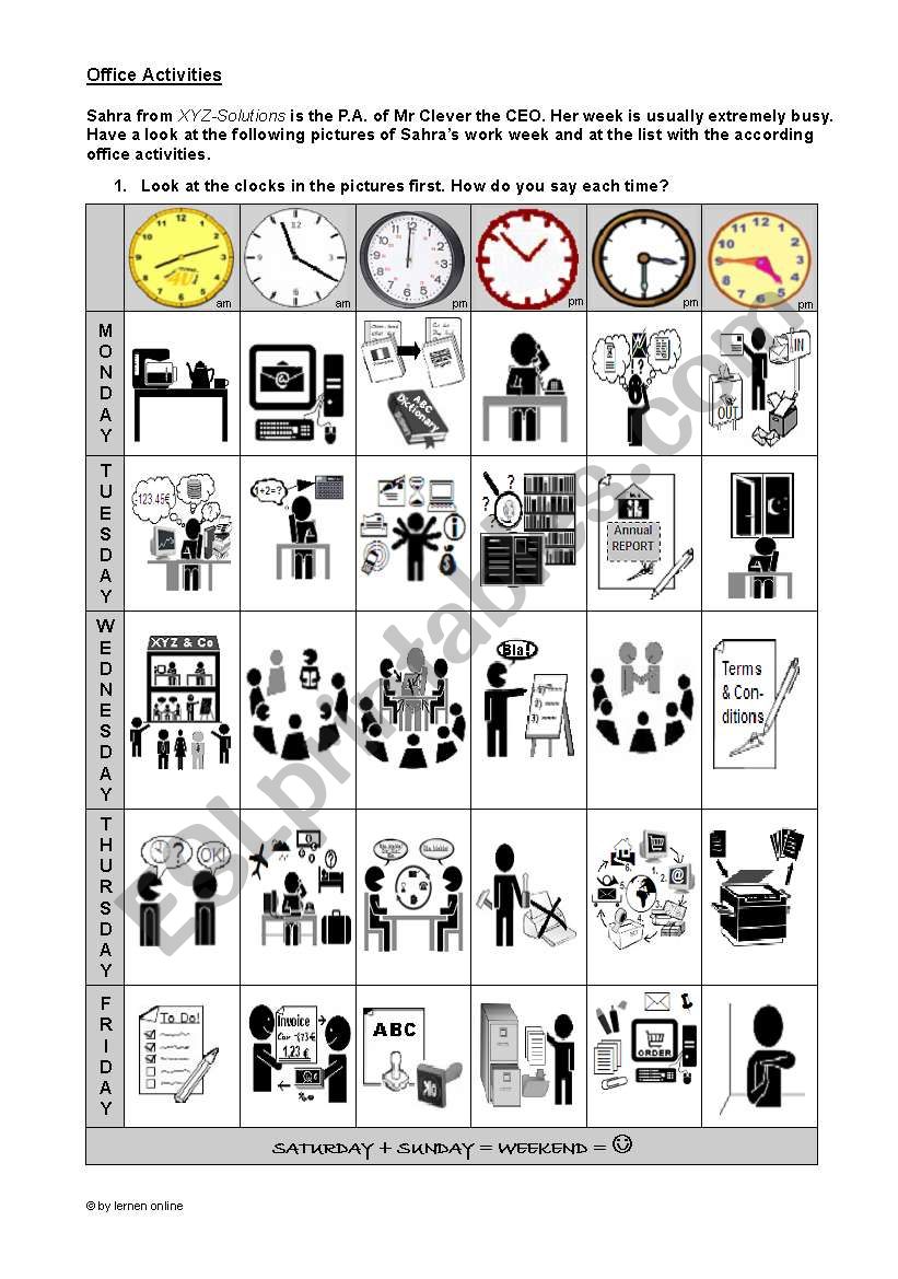 Office Activities worksheet