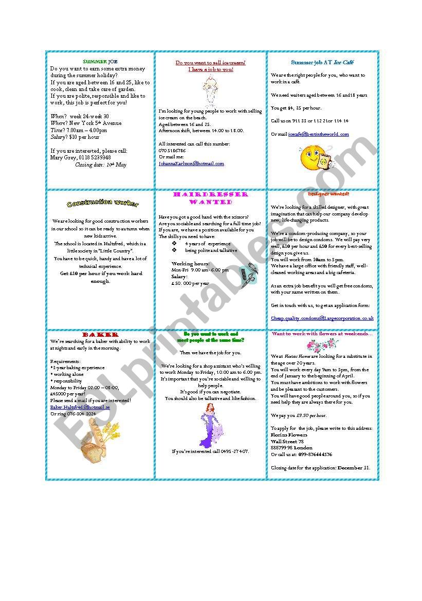 Job-Advert Board - Part II worksheet