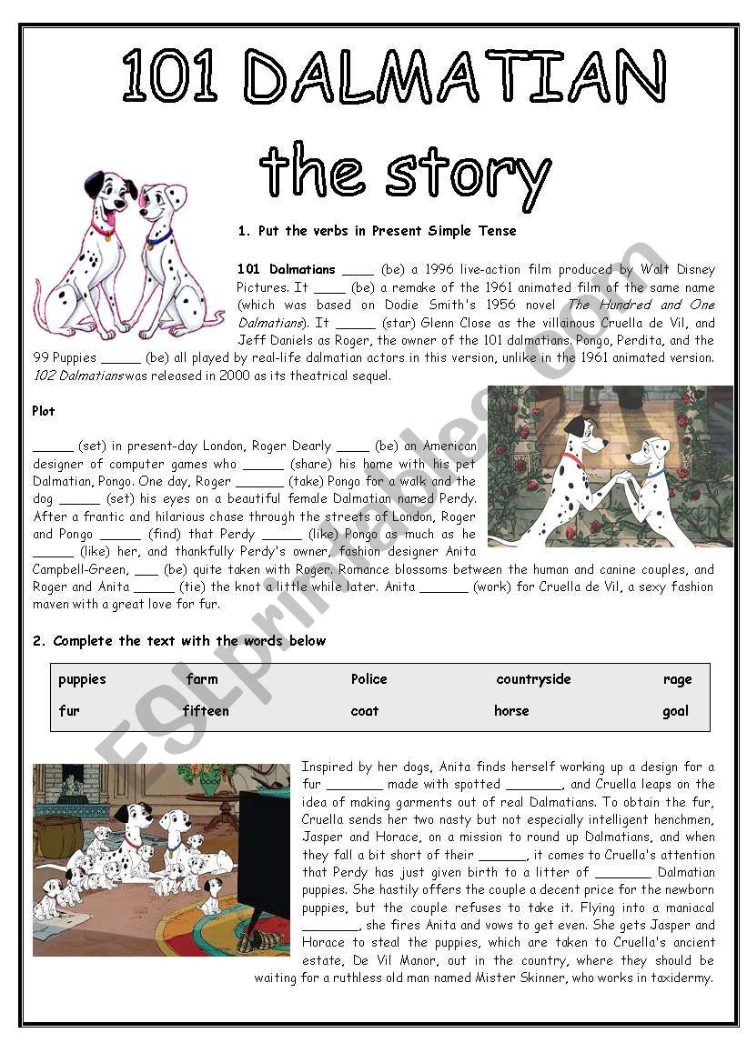 101 DALMATIAN - READING COMPREHENSION 