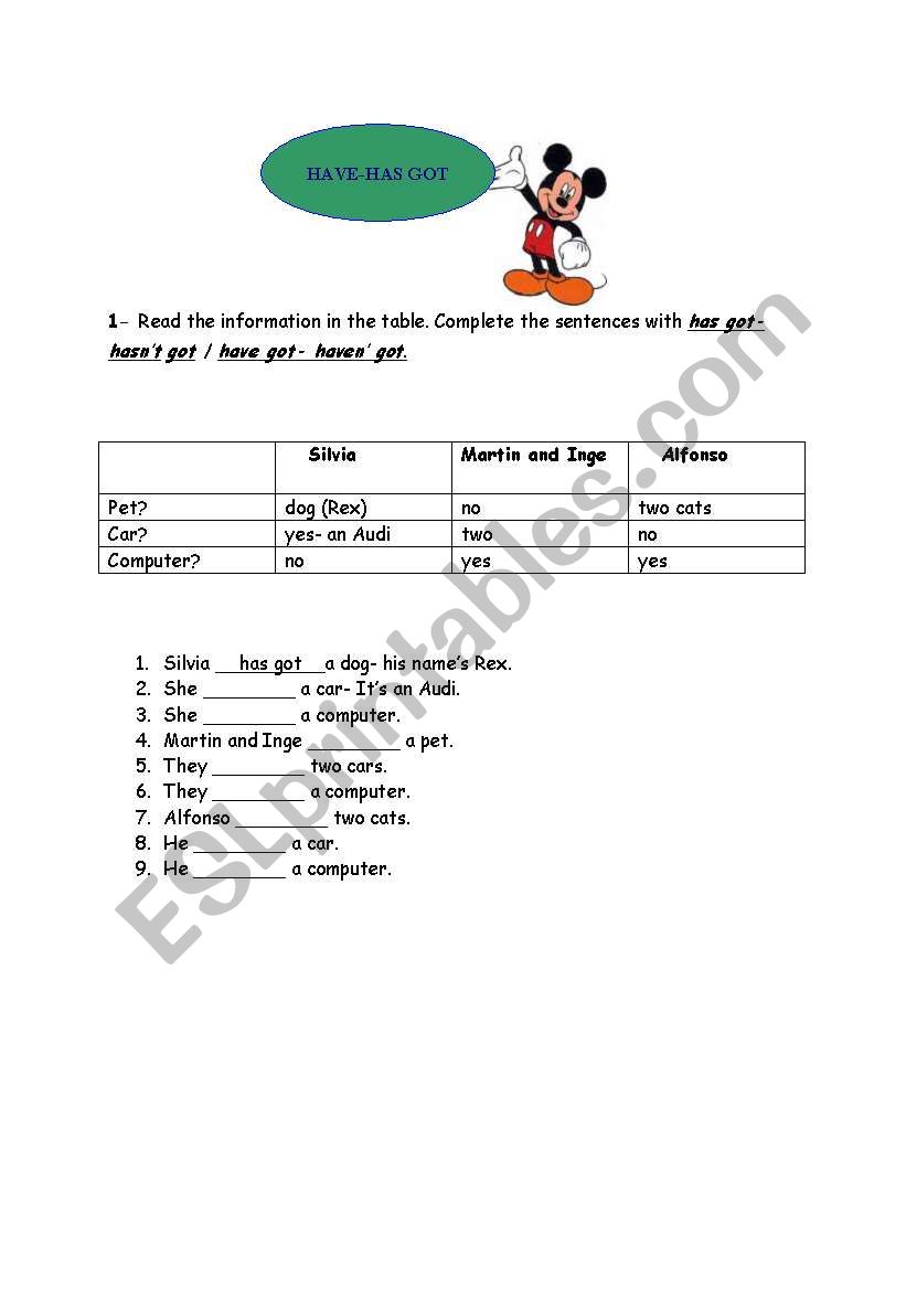 have-has got worksheet