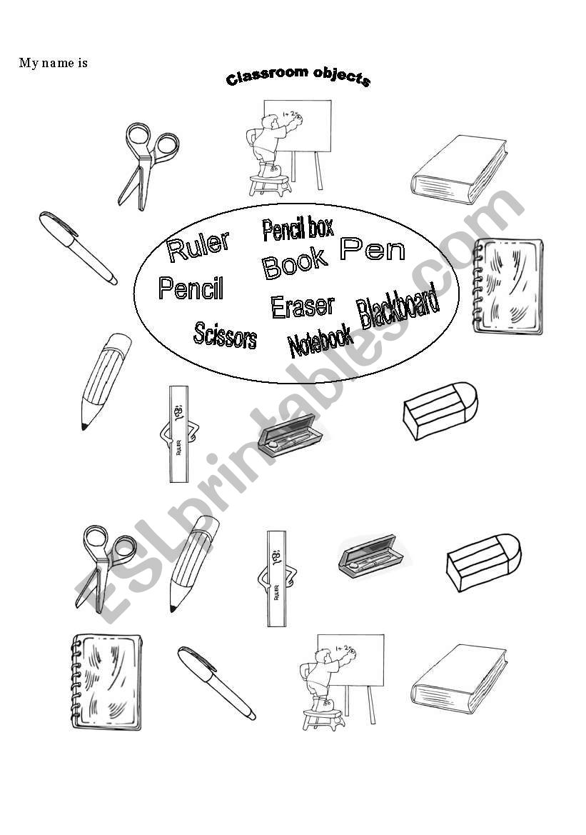 Classroom objects worksheet