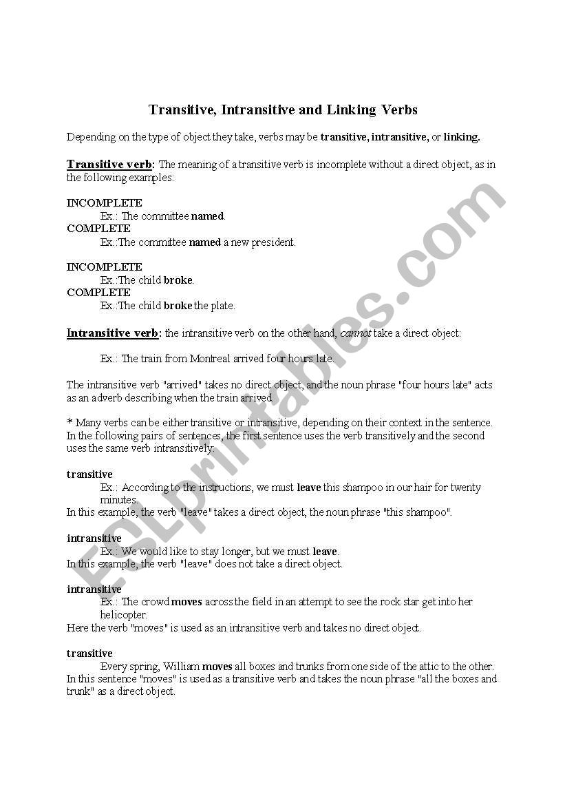 english-worksheets-transitive-and-intransitive-verbs