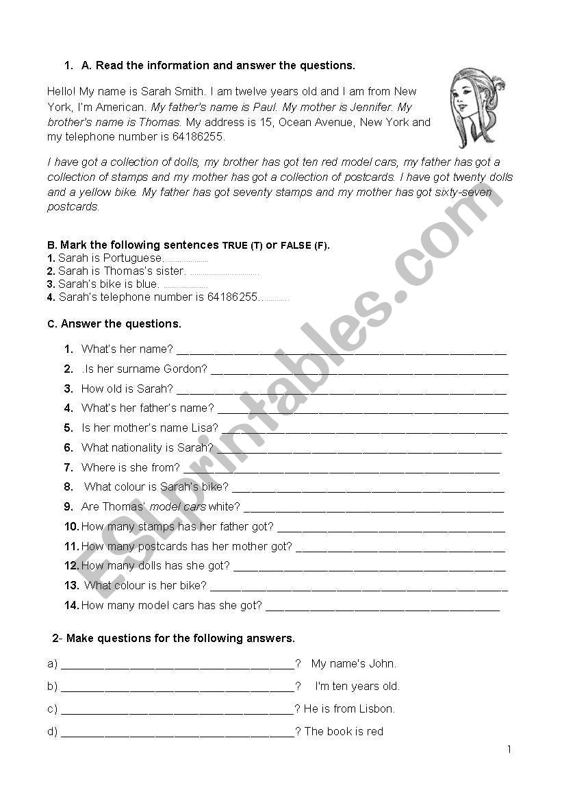 Verb Have got worksheet