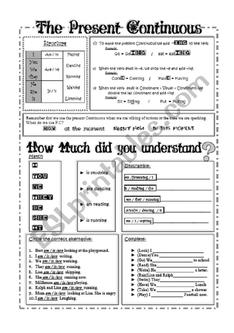 Present Continuous - Grammar worksheet