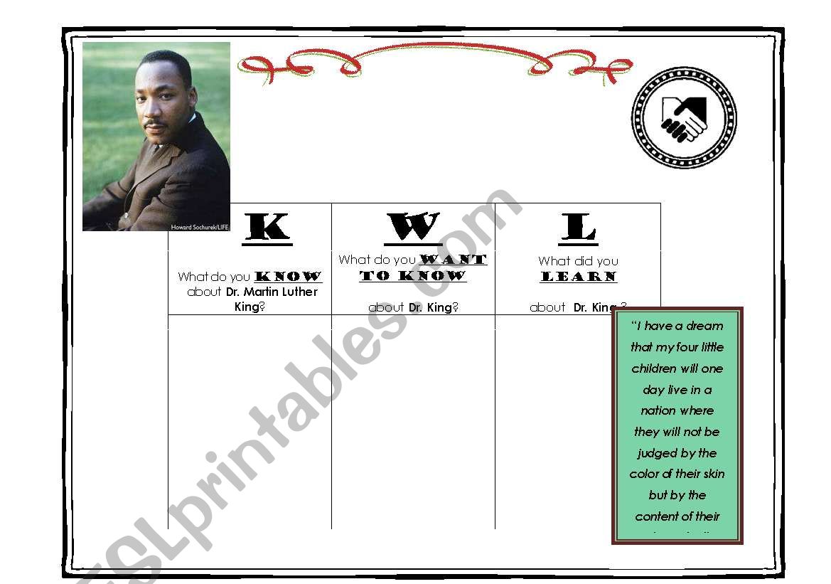 Martin Luther King & KWL Learning Strategy