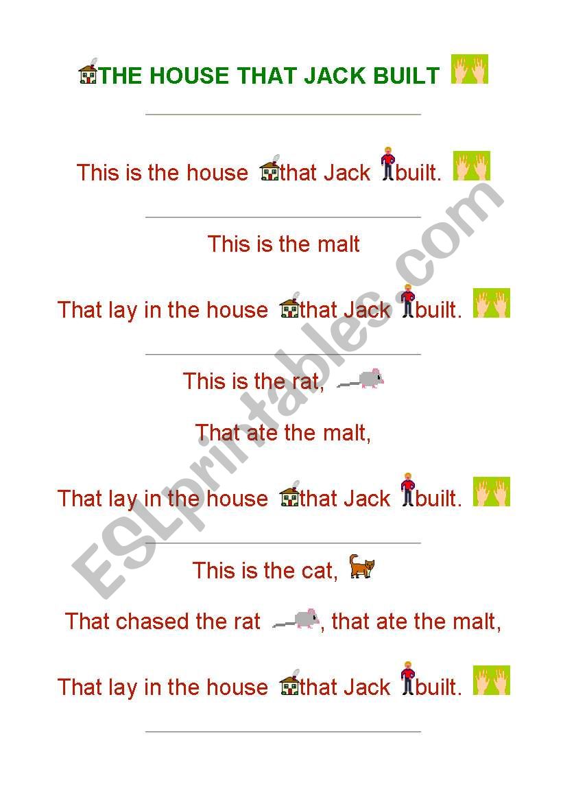 English worksheets This is the HOUSE that JACK BUILT