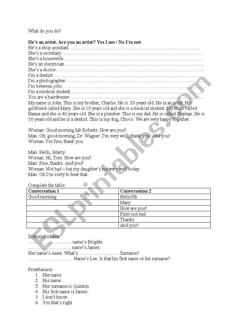 easy activities worksheet