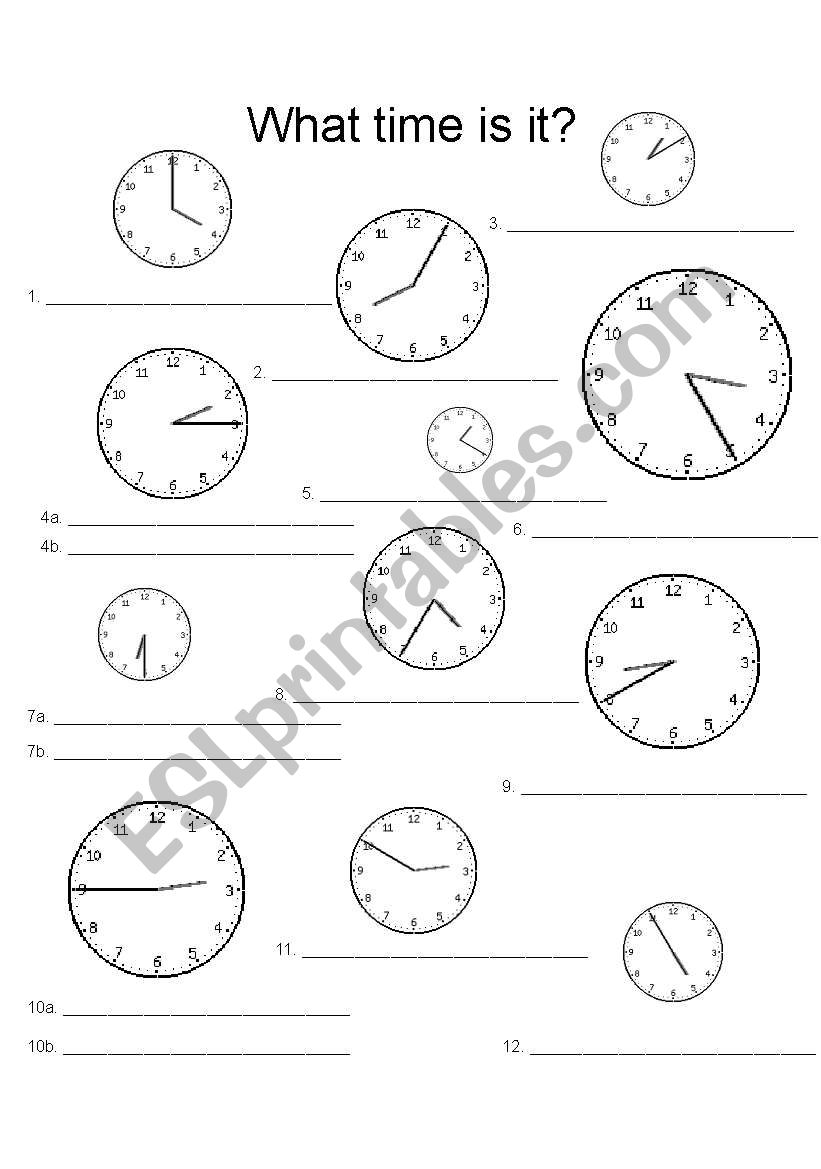 Telling time worksheet