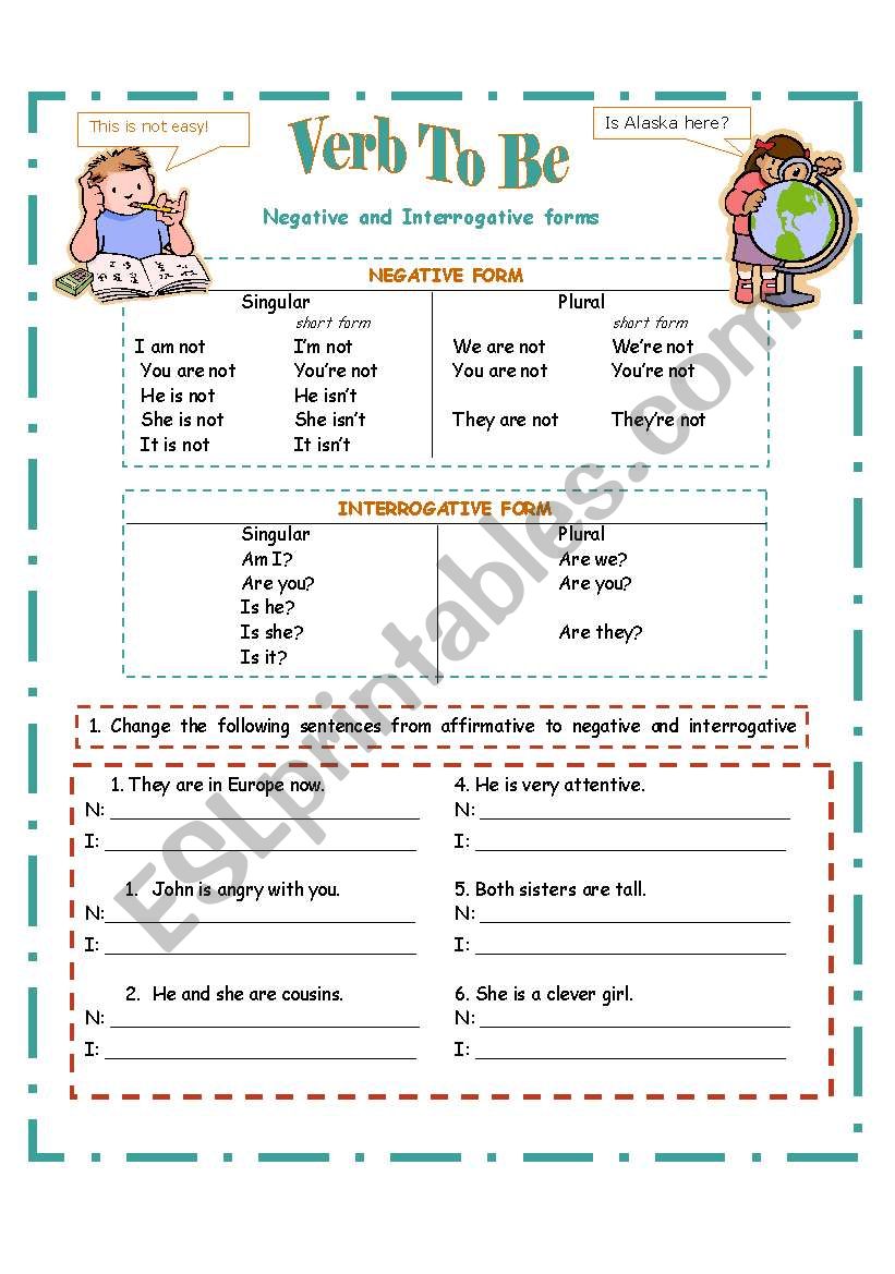 Verb to be worksheet