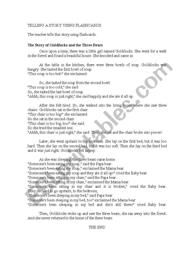 TELLING A STORY worksheet